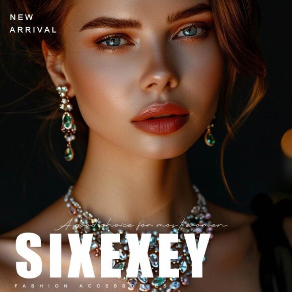 Crystal Bridal Jewelry Set for Women Silver Rhinestone Necklace Earrings Prom - Picture 7 of 7